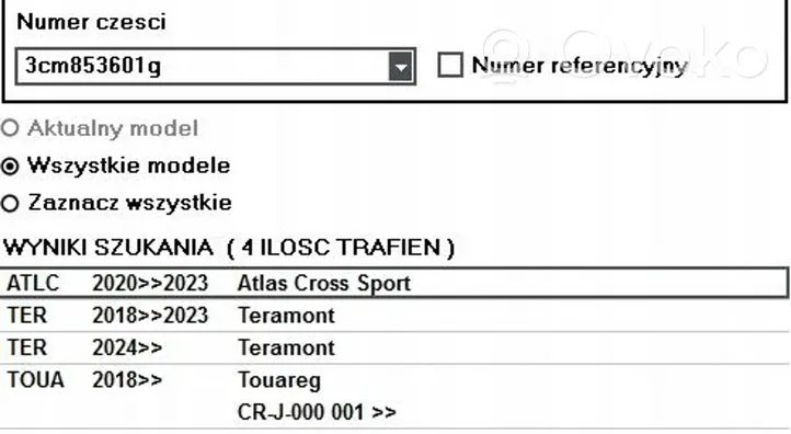 Volkswagen Atlas Cross Sport Muut logot/merkinnät 3CM853601G