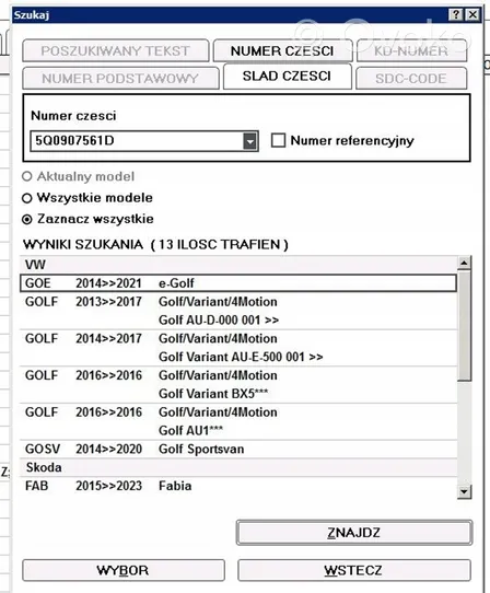 Volkswagen Golf Sportsvan Radar / Czujnik Distronic 5Q0907561D