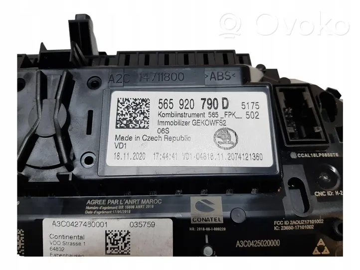 Skoda Kodiaq Compteur de vitesse tableau de bord 565920790D