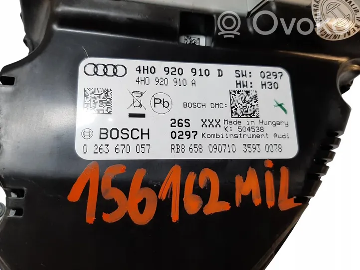 Audi A8 S8 D4 4H Tachimetro (quadro strumenti) 4H0920910D