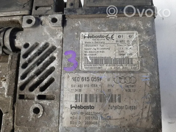 Audi A8 S8 D3 4E Unité de préchauffage auxiliaire Webasto 4E0815069F