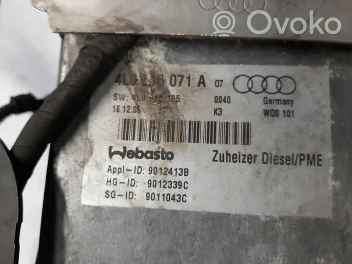 Audi Q7 4L Precalentador auxiliar (Webasto) 4L0815071A