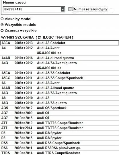 Audi A4 S4 B8 8K Inne komputery / moduły / sterowniki 8K0907410