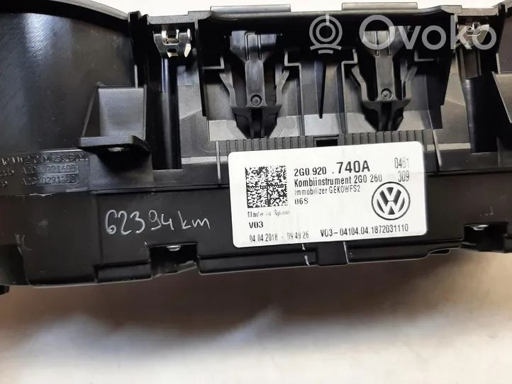 Volkswagen Polo VI AW Compteur de vitesse tableau de bord 2G0920740J