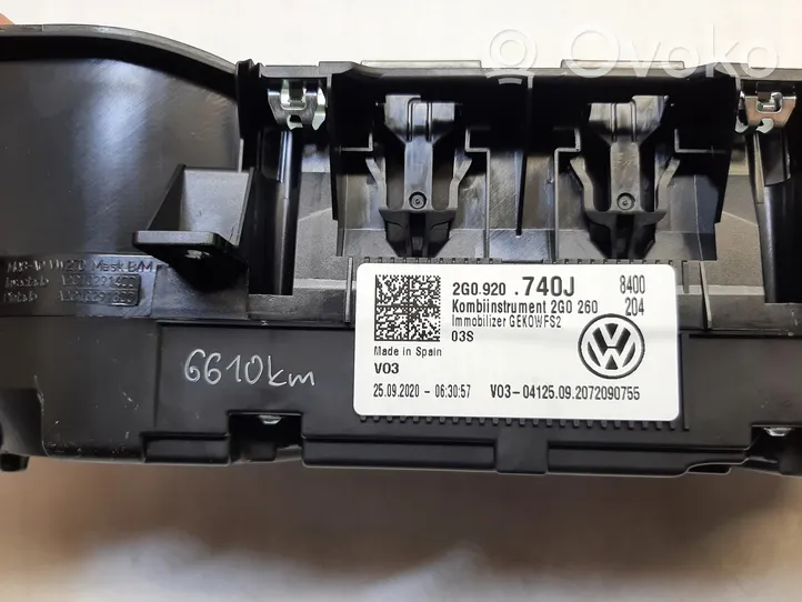 Volkswagen Polo VI AW Compteur de vitesse tableau de bord 2G0920740J