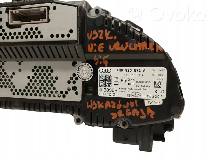 Audi Q7 4M Compteur de vitesse tableau de bord 4M0920871A