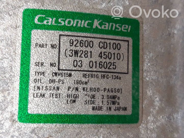 Nissan 350Z Gaisa kondicioniera kompresors (sūknis) 92600CD100