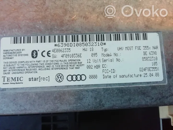 Audi A8 S8 D3 4E Module unité de contrôle Bluetooth 4E0862335