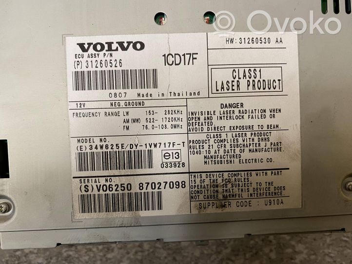 Volvo V50 Zmieniarka płyt CD/DVD 31260526