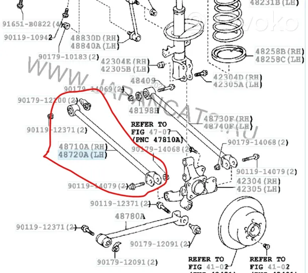 Lexus RX 330 - 350 - 400H Wahacz tylny 4871048050