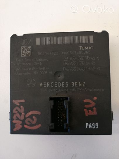 Mercedes-Benz S W221 Door central lock control unit/module A2215407045