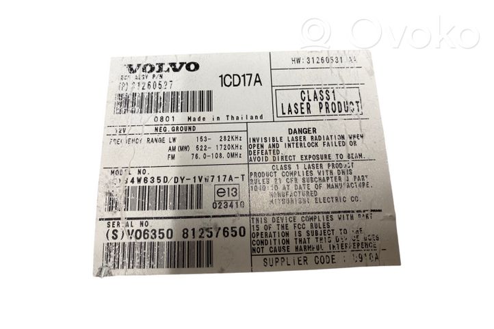 Volvo V50 Unità principale autoradio/CD/DVD/GPS 31260527