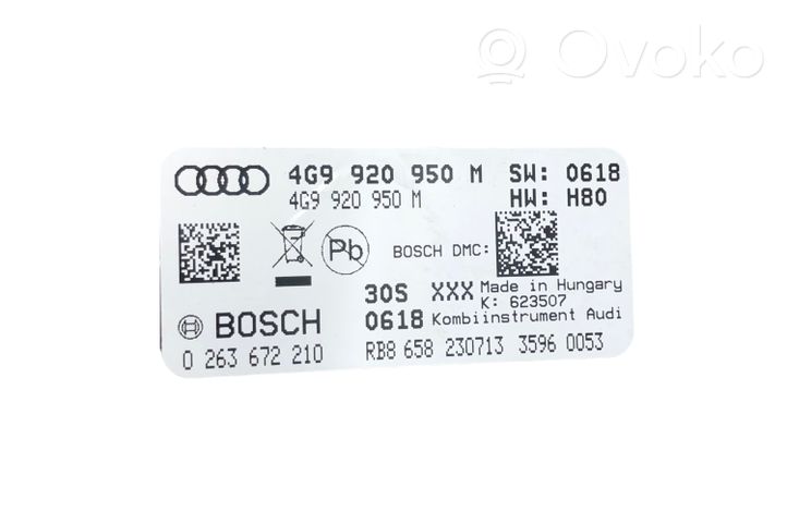 Audi A6 Allroad C7 Spidometras (prietaisų skydelis) 4G9920950M