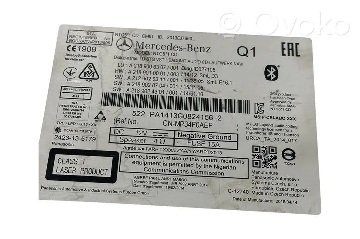 Mercedes-Benz E W212 Radija/ CD/DVD grotuvas/ navigacija A2189006307