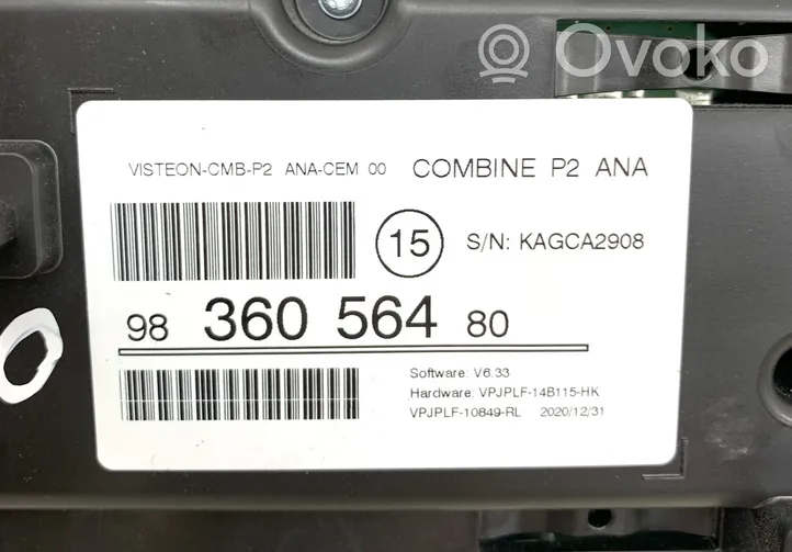 Peugeot 208 Compteur de vitesse tableau de bord 9836056480