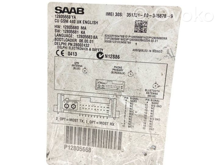 Saab 9-3 Ver2 Moduł / Sterownik GPS 12805668YA