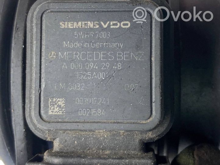 Mercedes-Benz A W169 Ilmamassan virtausanturi A0000942948