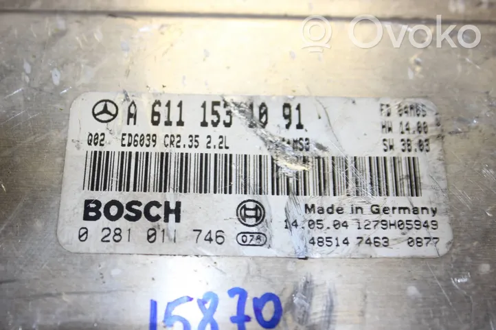 Mercedes-Benz Sprinter W901 W902 W903 W904 Moottorin ohjainlaite/moduuli A6111531091