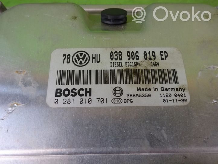 Volkswagen PASSAT B5.5 Moottorin ohjainlaite/moduuli (käytetyt) 038906019EP 0281010701