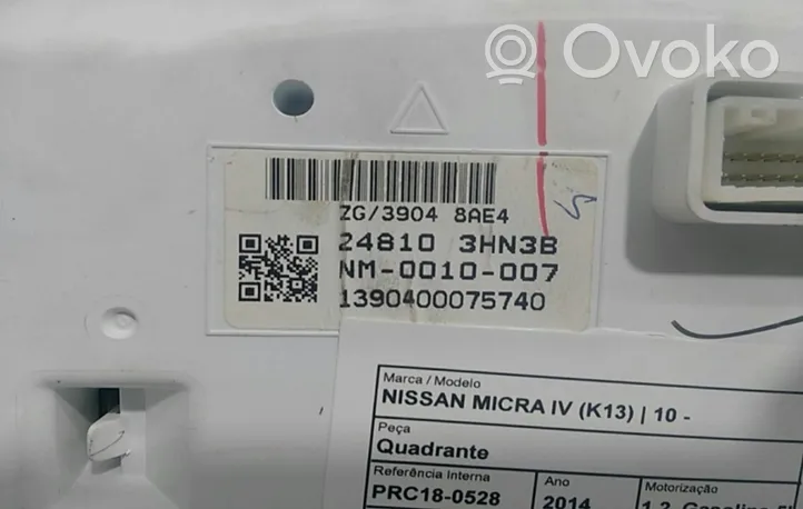 Nissan Micra Compteur de vitesse tableau de bord 