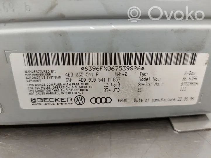 Audi A8 S8 D3 4E Radio/CD/DVD/GPS-pääyksikkö 4E0035541P