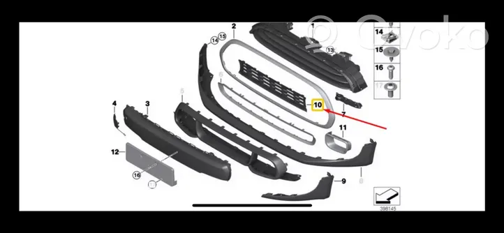 Mini One - Cooper F56 F55 Grille inférieure de pare-chocs avant 51117301564