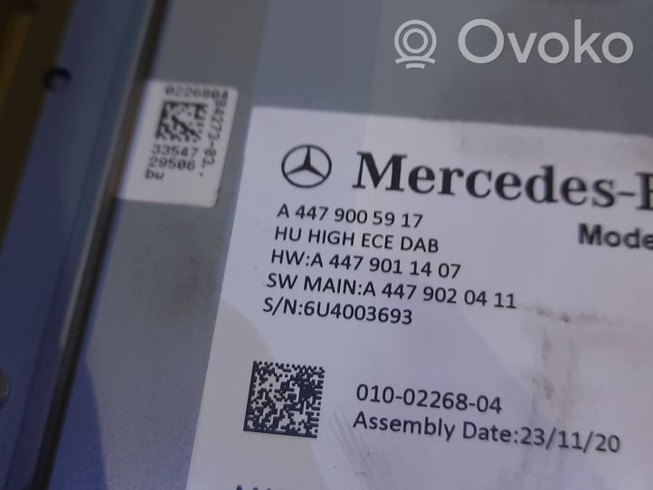 Mercedes-Benz Vito Viano W447 Mascherina unità principale autoradio/GPS A4479005917