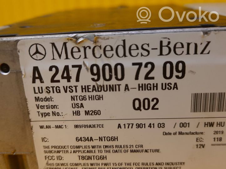 Mercedes-Benz B W247 Cadre, panneau d'unité radio / GPS A2479007209