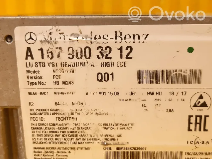Mercedes-Benz GLE W167 Unité principale radio / CD / DVD / GPS A1679003212