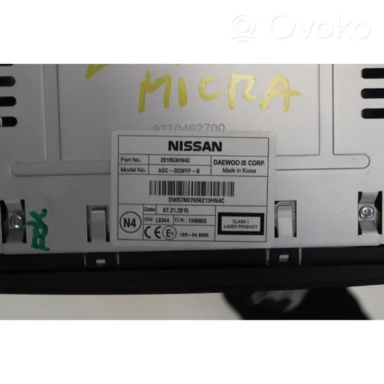 Nissan Micra Radio/CD/DVD/GPS-pääyksikkö 281853HN4C