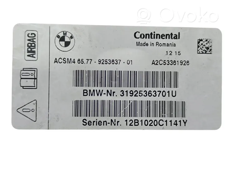 BMW X5 E70 Centralina/modulo airbag 9253637