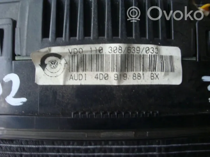 Audi A8 S8 D2 4D Tachimetro (quadro strumenti) 