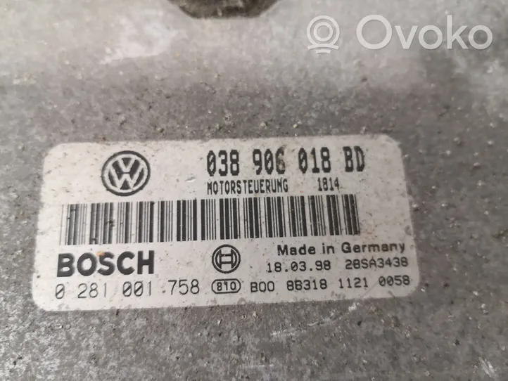 Volkswagen New Beetle Moottorin ohjainlaite/moduuli 038906018BD