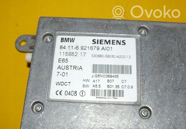 BMW 7 E65 E66 Unité de commande, module téléphone 6921679
