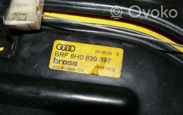 Audi A4 S4 B6 8E 8H Mécanisme lève-vitre de porte arrière avec moteur 8H0839397