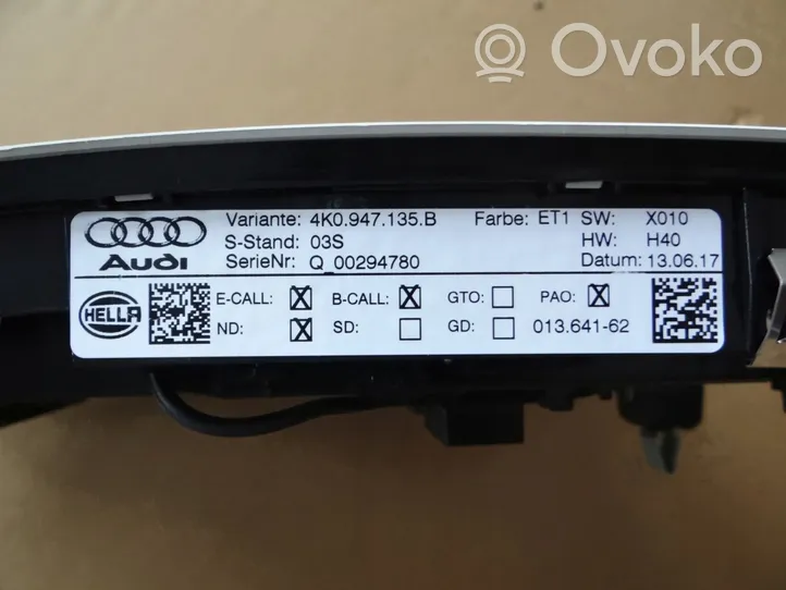 Audi A7 S7 4K8 Éclairage lumière plafonnier avant 4K0947135B