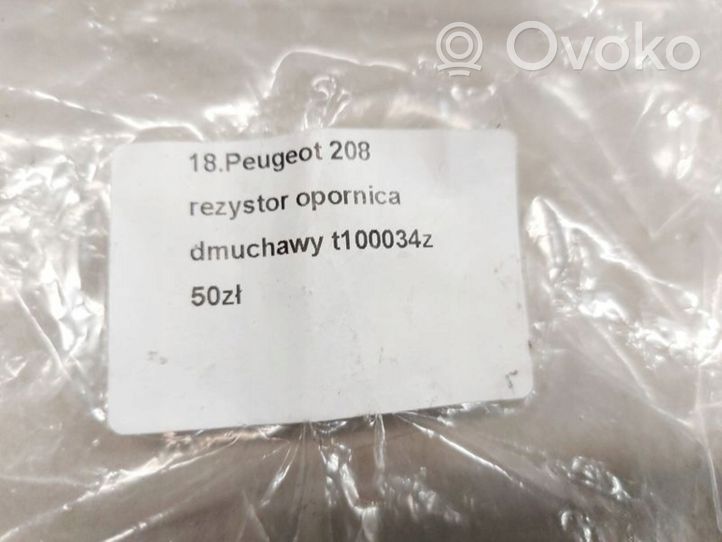 Peugeot 208 Rezystor / Opornik dmuchawy nawiewu T100034Z