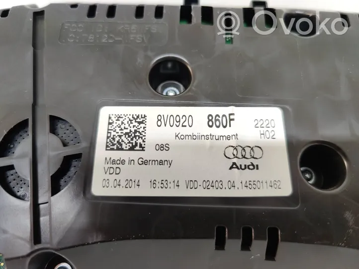 Audi A3 S3 8V Speedometer (instrument cluster) 8V0920860F
