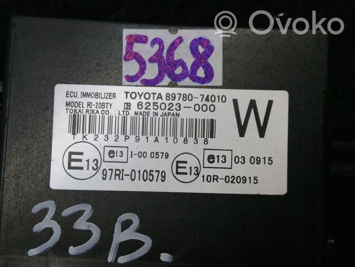 Toyota iQ Centralina/modulo immobilizzatore 8978074010