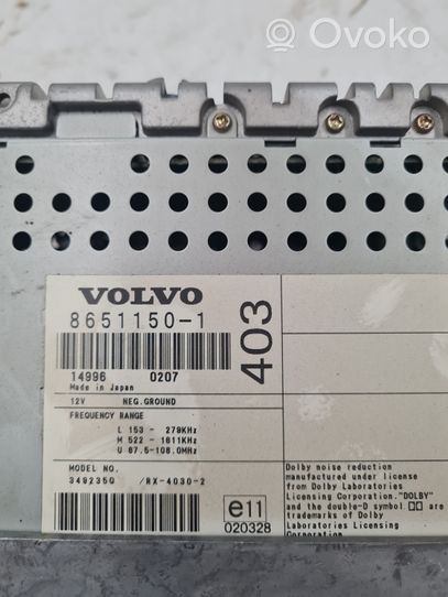 Volvo S60 Cadre, panneau d'unité radio / GPS 86511501