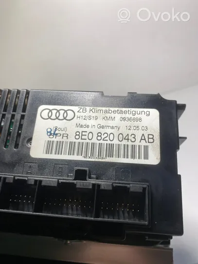 Audi A4 S4 B6 8E 8H Panel klimatyzacji 8E0820043AB