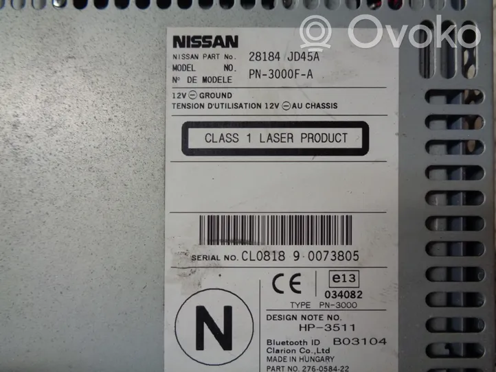 Nissan Qashqai+2 Unità principale autoradio/CD/DVD/GPS 28184JD45A