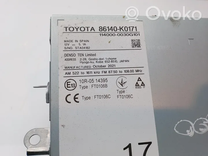 Toyota Yaris Unità principale autoradio/CD/DVD/GPS 86140K0171