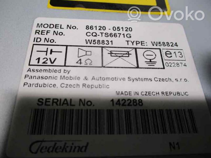 Toyota Avensis T250 Unità principale autoradio/CD/DVD/GPS 8612005120