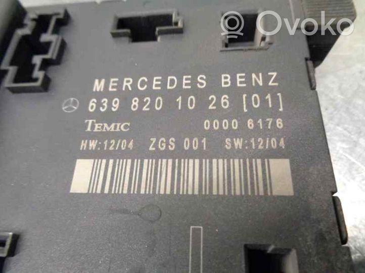 Mercedes-Benz Vito Viano W639 Oven keskuslukituksen ohjausyksikön moduuli 6398201226