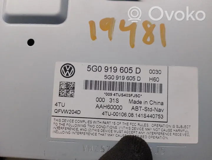 Volkswagen Golf Sportsvan Monitori/näyttö/pieni näyttö 5G0919605D