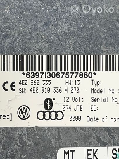 Audi A6 Allroad C6 Module unité de contrôle Bluetooth 4E0862335