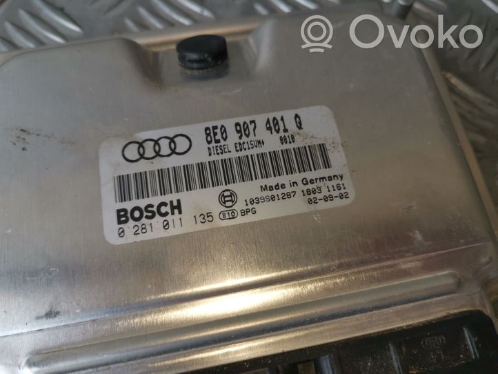 Audi A4 S4 B6 8E 8H Moottorin ohjainlaite/moduuli 0281011135