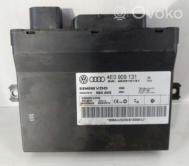 Audi A8 S8 D3 4E Module de contrôle sans clé Go 4E0909131