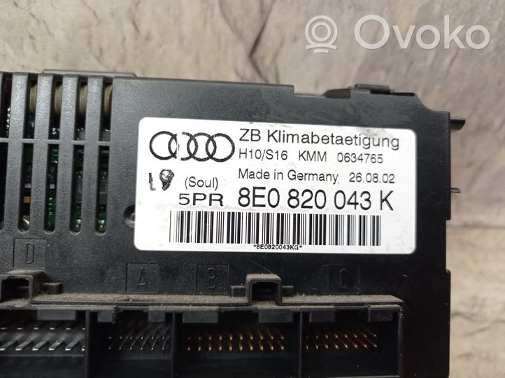 Audi A4 S4 B6 8E 8H Centralina del climatizzatore 8E0820043K